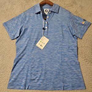FJ FootJoy Blue Space Dye Womens Size Small Short Sleeve‎ Polo Golf Channel NWT
